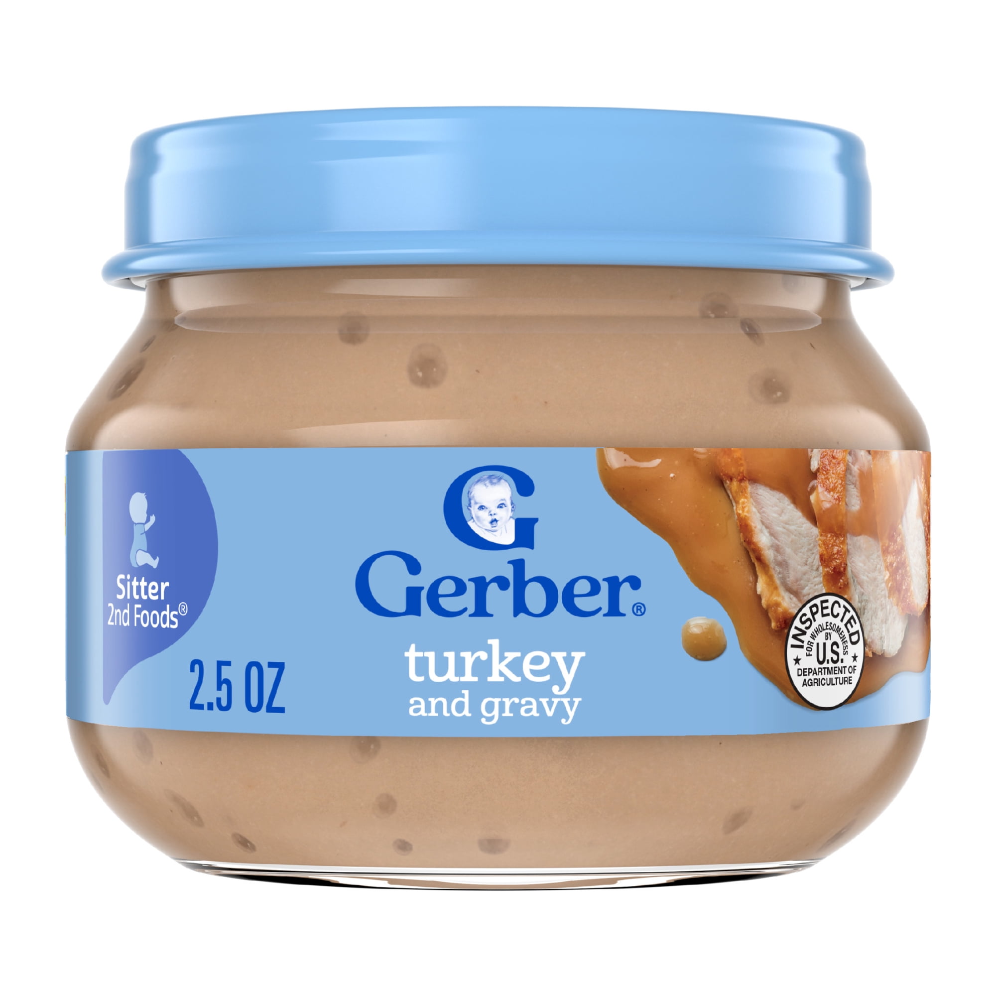 Gerber Stage 2 Baby Food Puree, Turkey and Gravy, Meat Puree, 2.5 oz Jar