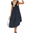 thumbnail image 5 of Coduop Women Ruffle Sleeve Sun Dress Casual Tiered Cami Beach Long Maxi Flowy Dress, 5 of 6