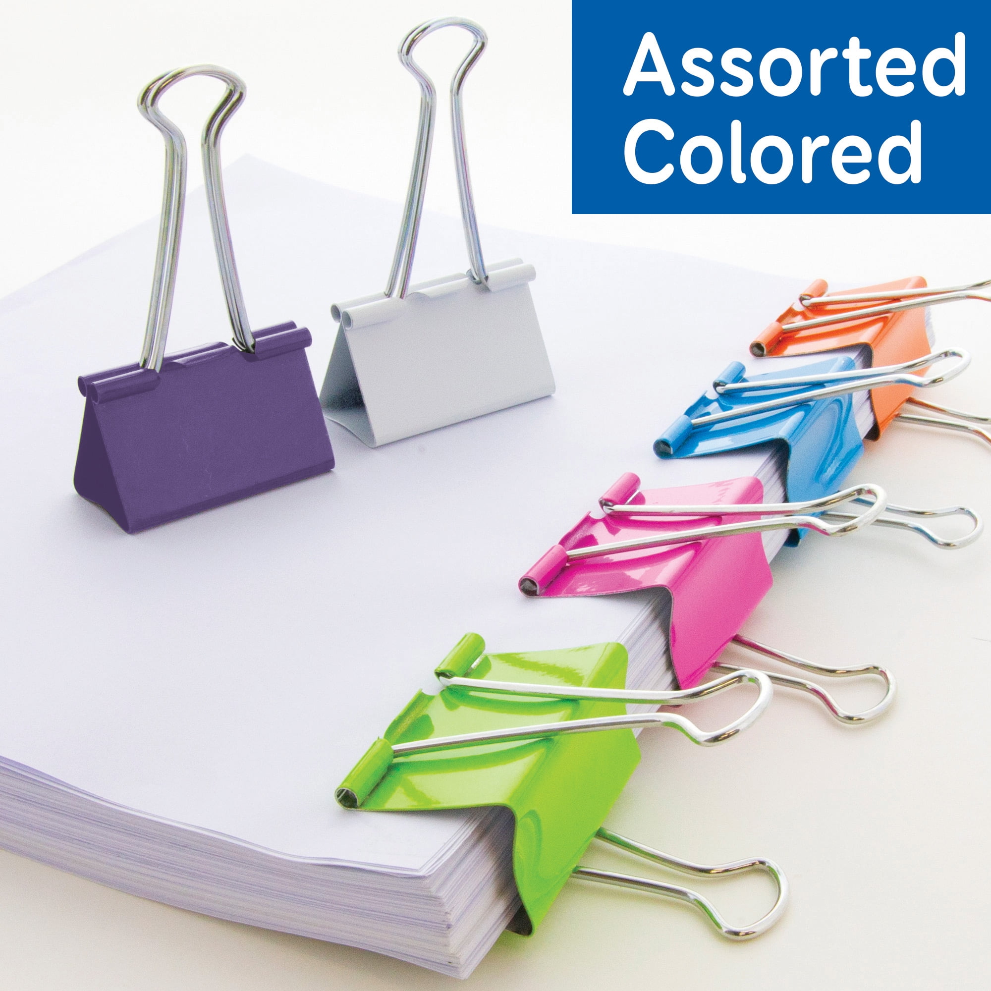 BAZIC Binder Clips Color Small Large Paper Clips (12/Pack), 6-Packs