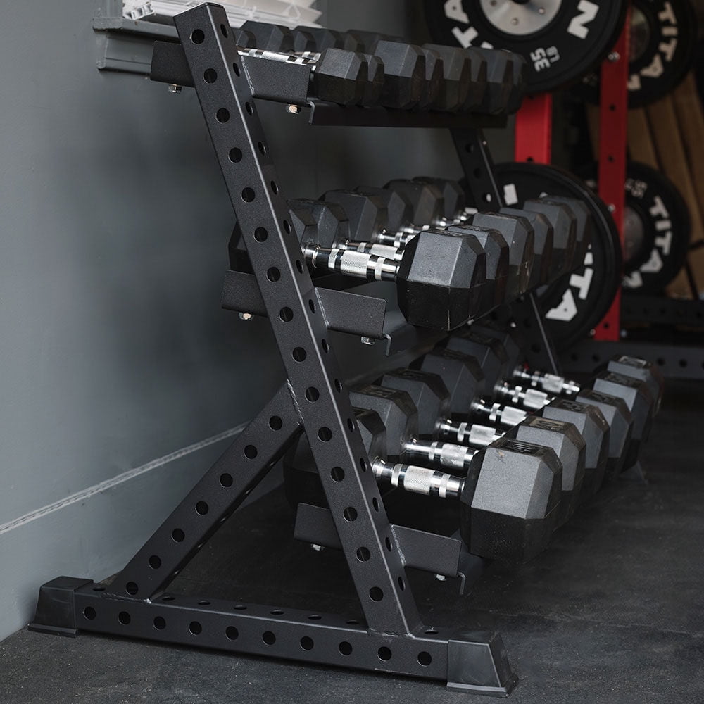 Titan Fitness 3 Tier Dumbbell Rack, Multi-Level Weight Storage Stand Rated 800 LB