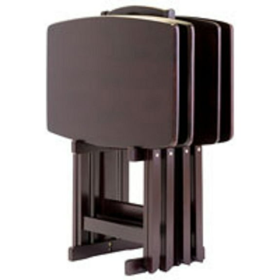 Contemporary Home Living Set of 5 Dark Brown Folding Snack Table – 25.50”