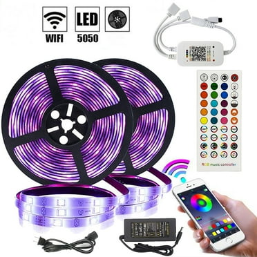 Under Bed Light Strips, 2x16.4ft RGB LED Light Strip with App Control, LED Night Light with 4 Timing Off Modes for Bed Wardrobe Cabinet Staircase Décor