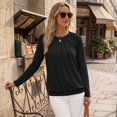 thumbnail image 3 of SUNBS Blouses for Women Casual Dressy Tops Crewneck Long Sleeve Shirts Pleated Clothes, 3 of 9