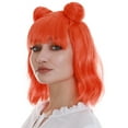 thumbnail image 3 of HPO Adult Women's Orange Space Buns Wig – Double Bun Style with Breathable Cap for Cosplay & Halloween, 3 of 9