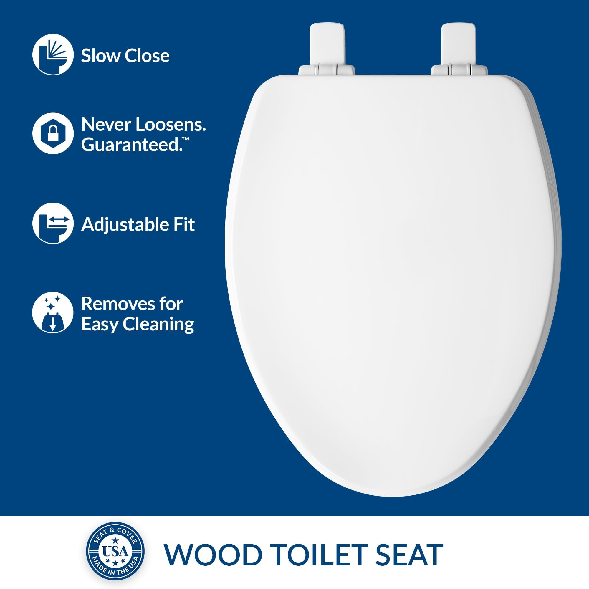 Bemis 1600E4 390 FCE4 Ashland Elongated Enameled Wood Toilet Seat, White