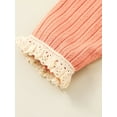 thumbnail image 5 of Qiylii Baby Girls Solid Color Ribbed Romper,Long Sleeve Splicing O-neck Bodysuit, 5 of 7