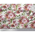 thumbnail image 3 of Soimoi White Cotton Duck Fabric Leaves & Peony Floral Printed Craft Fabric by the Yard 42 Inch Wide, 3 of 3