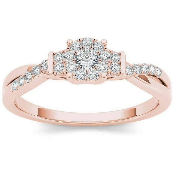1/4 Carat T.W. Diamond Criss-Cross Shank Cluster 10kt Rose Gold Engagement Ring