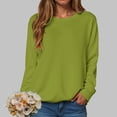 thumbnail image 4 of larppty Womens Sweatshirts Crewneck Basic Pullover Sweaters Fall Winter Cute Tops Teen Girls Clothes 2025 (Green, 3XL), 4 of 5