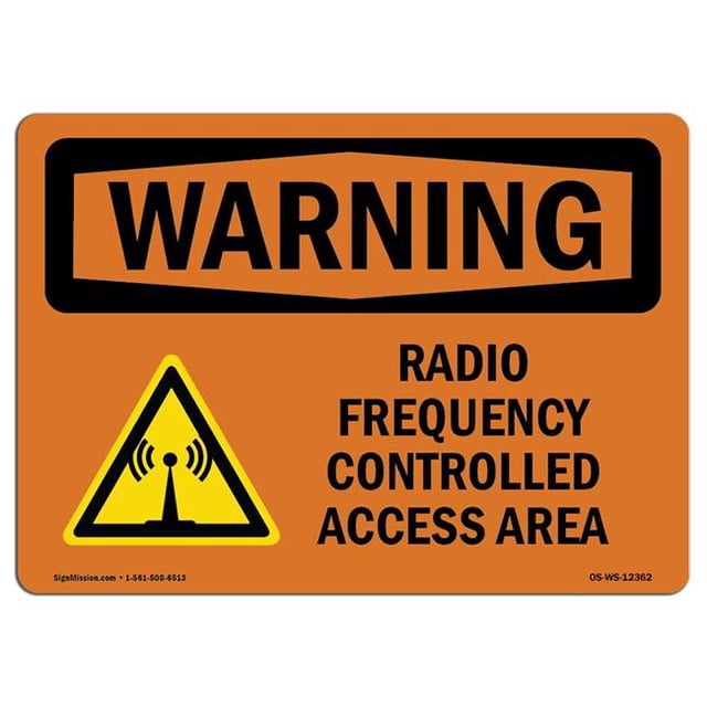 SignMission OS-WS-A-1824-L-12362 18 x 24 in. OSHA Warning Sign - Radio Frequency Controlled Access Area with Symbol
