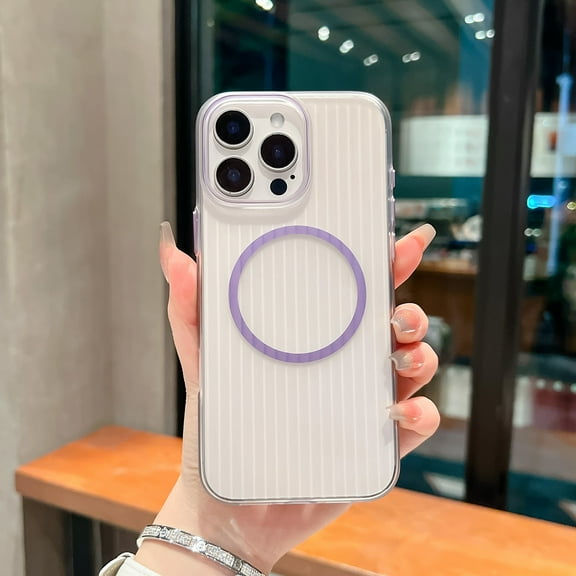 Magnetic Clear Case for iPhone 13 Pro Max - [Compatible with Mag-Safe] [Non-Yellowing] Hard Translucent Shockproof Anti-Scratch Slim Back Phone Case Cover for iPhone 13 Pro Max, Purple