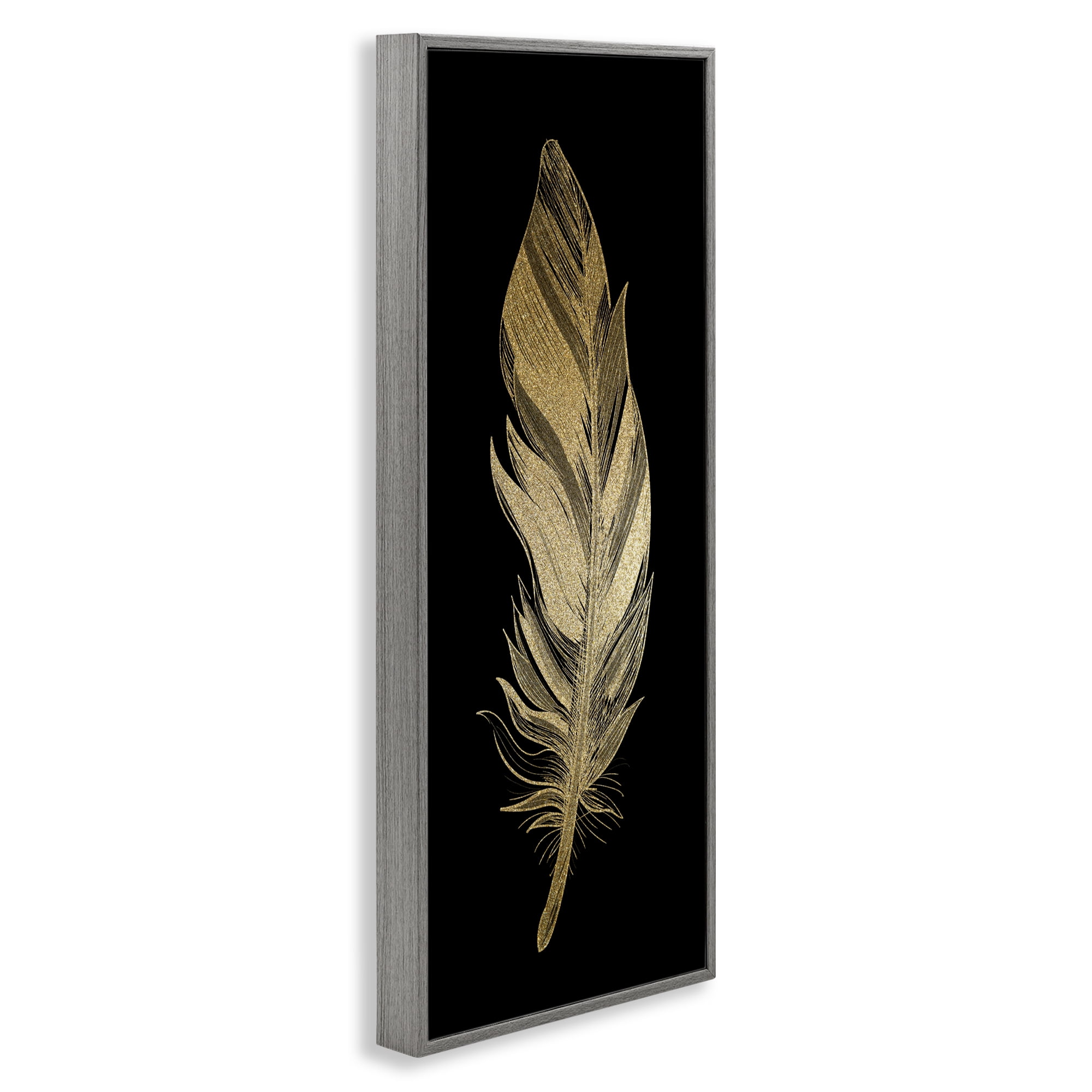 Glam Lined Feather Gray Framed Giclee Art, design by Kim Allen