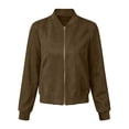 thumbnail image 6 of BAVIRRA Women Zip Up Cropped Bomber Jacket Stand Collar Faux Suede Casual Jacket with Side Pockets, 6 of 6