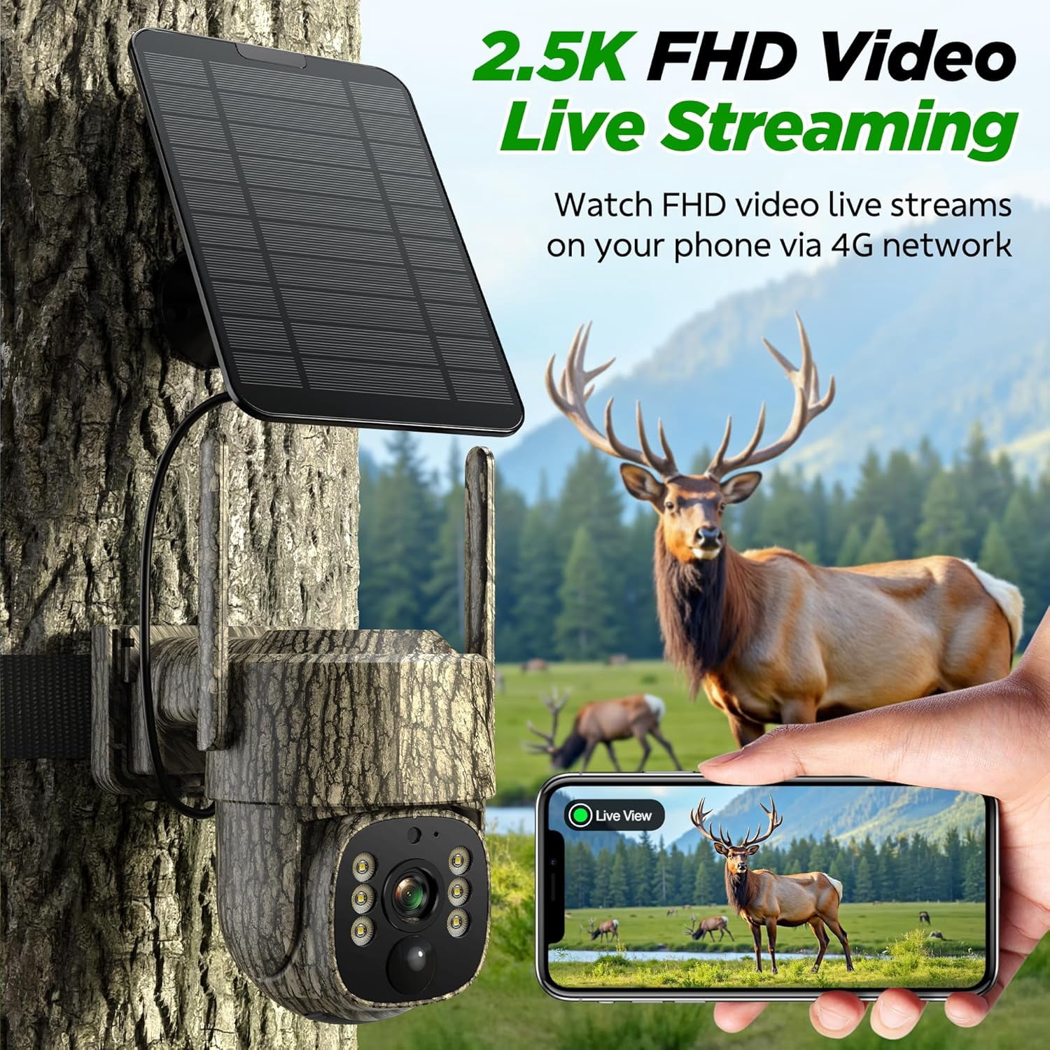 CAMPARK 4G LTE Cellular Trail Camera 2 pack, Built-in SIM Card Hunting Game  Cameras 7800mAh Solar Battery 360° View Auto Tracking Motion Activated