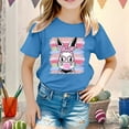 thumbnail image 2 of Toddler Girls Tops & T-Shirts Kids Easter Bunny Graphic Loose Fit Casual Short Sleeve Pullover Tee Shirts Sportwear,Blue,3-4 Years, 2 of 4