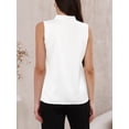thumbnail image 3 of DARING DIVA Women's Satin Tank Top Sleeveless V Neck Business Satin Work Blouse S White, 3 of 6