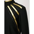 thumbnail image 6 of Hansber Kids Girls Shiny Rhinestones Metallic Striped Long Sleeve Sport Tops Stand Collar Zipper Gold 10, 6 of 7