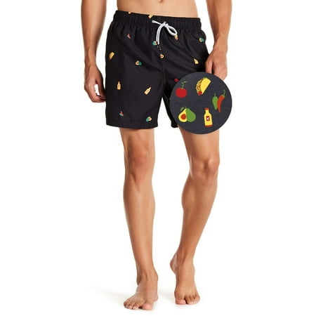 Mens Swim Trunks Board Shorts Bathing Suits Elastic Waist Drawstring Taco Recipe Large