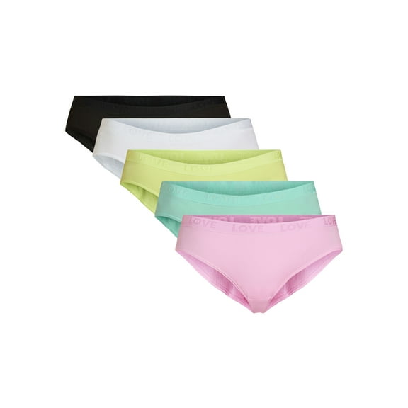 No Boundaries Stretch Ribbed Hipster Panties, 5-Pack, Women's