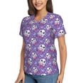 thumbnail image 2 of Vsdgher Owl And Flowers Women Shirts V Neck Short Sleeve Tops T-Shirt Basic Tees, S to 3XLSmall, 2 of 5