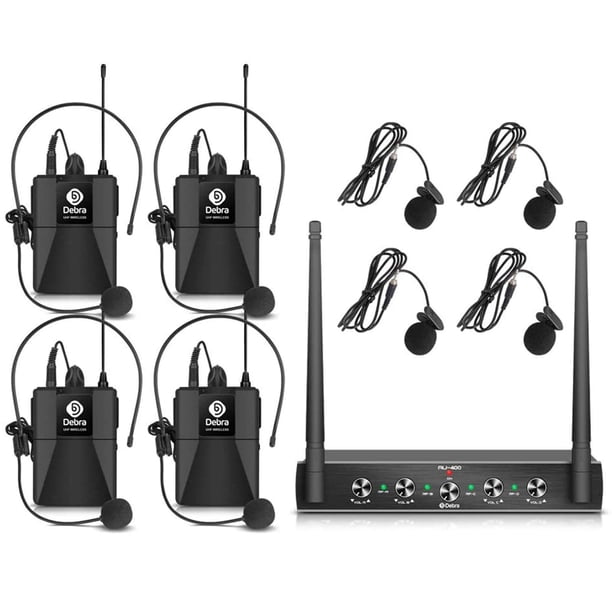 Sistema de micrófono inalámbrico Debra Audio Pro UHF de 4 canales