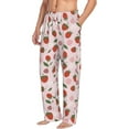 thumbnail image 2 of Uemuo Floral Strawberr Pattern Men's Wide Leg Palazzo Lounge Pants with Pockets Light Weight Loose Comfy Casual Pajama Pants-Small, 2 of 9