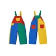 thumbnail image 3 of Toddler Kids Color Block Contrast Denim Overalls Adjustable Strap Full Length Bib Overall Romper, 3 of 10