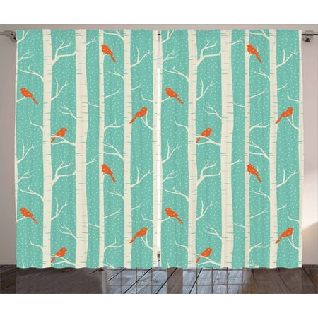 Nature Curtains 2 Panels Set Dotted Abstract Background Tree And