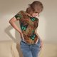 thumbnail image 3 of Balery Vintage Butterfly Green Body de cuello redondo de manga corta para mujer Tops de manga corta Tops básicos-Medium, 3 of 6