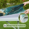 thumbnail image 6 of Teal Gold Marble Pattern Square Fitted Tablecloth with Elastic Edge,Square Table Cover,Washable Elastic Table Cover for Home Kitchen Party Decor 34"x34", 6 of 6