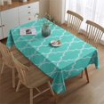 thumbnail image 2 of Turquoise Geometric Quatrefoil Pattern Rectangle Tablecloth 60"x84",Waterproof Polyester Rectangle Table Cloth, Wipeable Spillproof Polyester Tablecloth for Dining, Camping, Indoor and Outdoor, 2 of 5