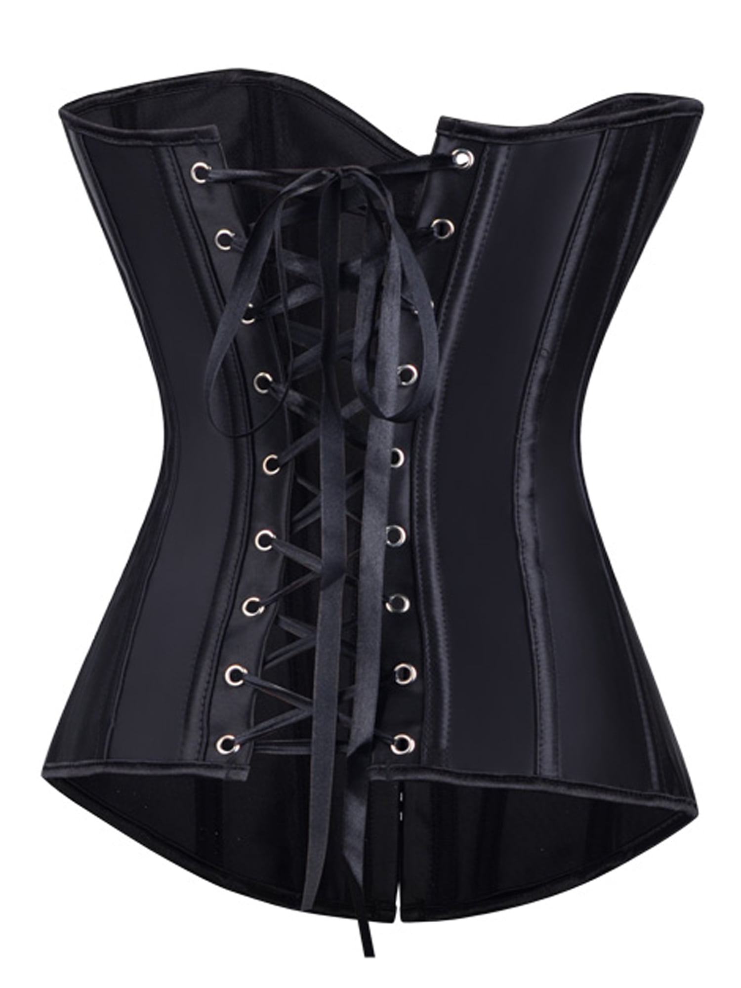 Plus size women corset bustier top lace up waist training corsets black ...
