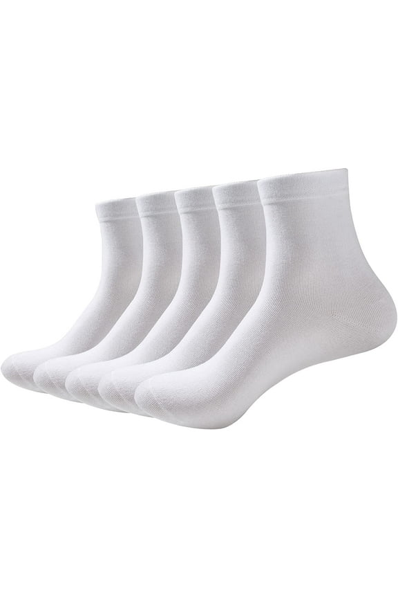 SERISMPLE Women's Ankle Socks Thin Boot Socks Light Soft Breathable 5 Pairs (White, Medium)