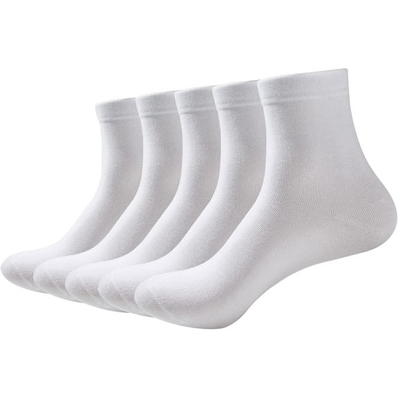 SERISMPLE Women's Ankle Socks Thin Boot Socks Light Soft Breathable 5 Pairs (White, Medium)