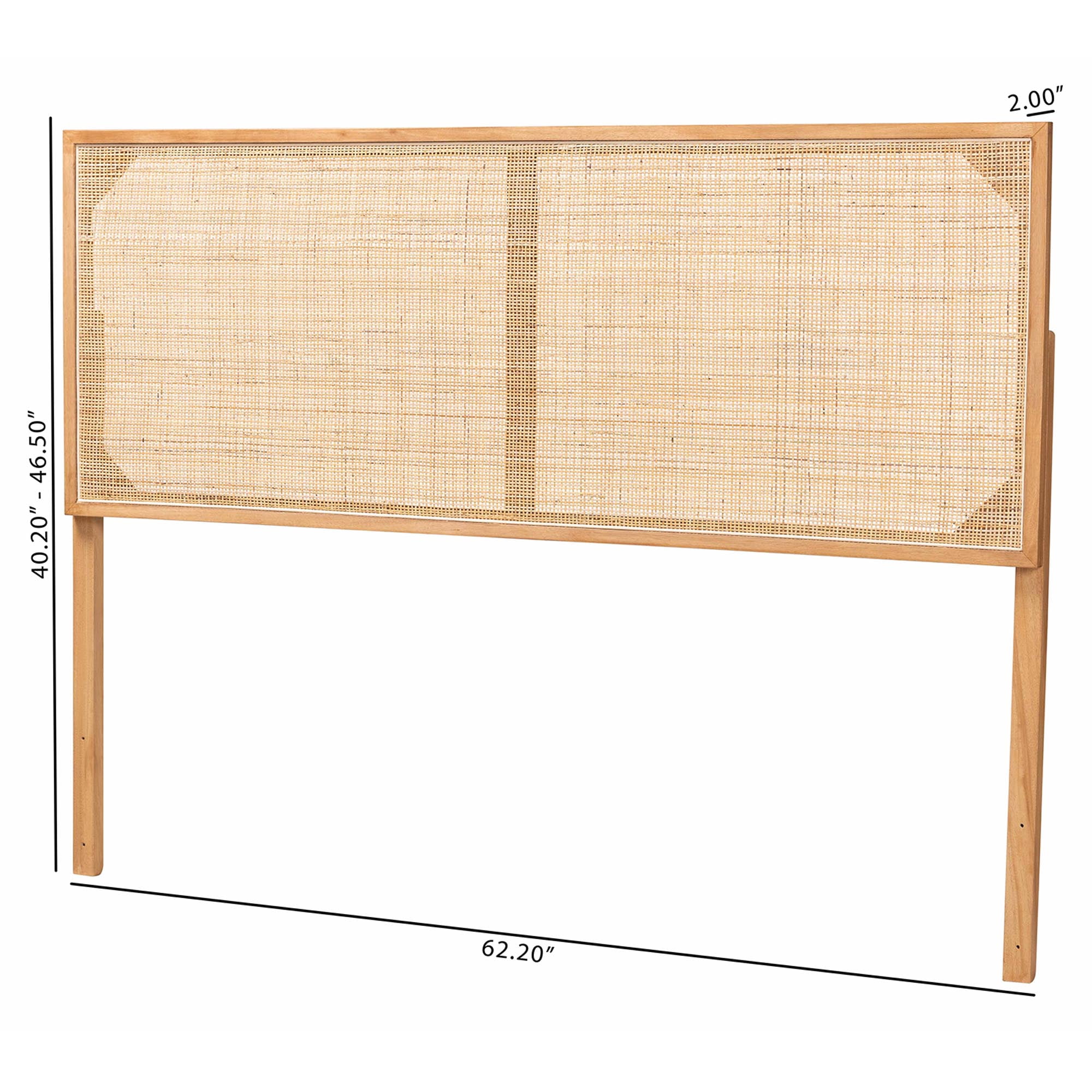 bali & pari Aurelia Rattan and Bayur Wood BOHO Headboard, Queen Size, Natural Brown