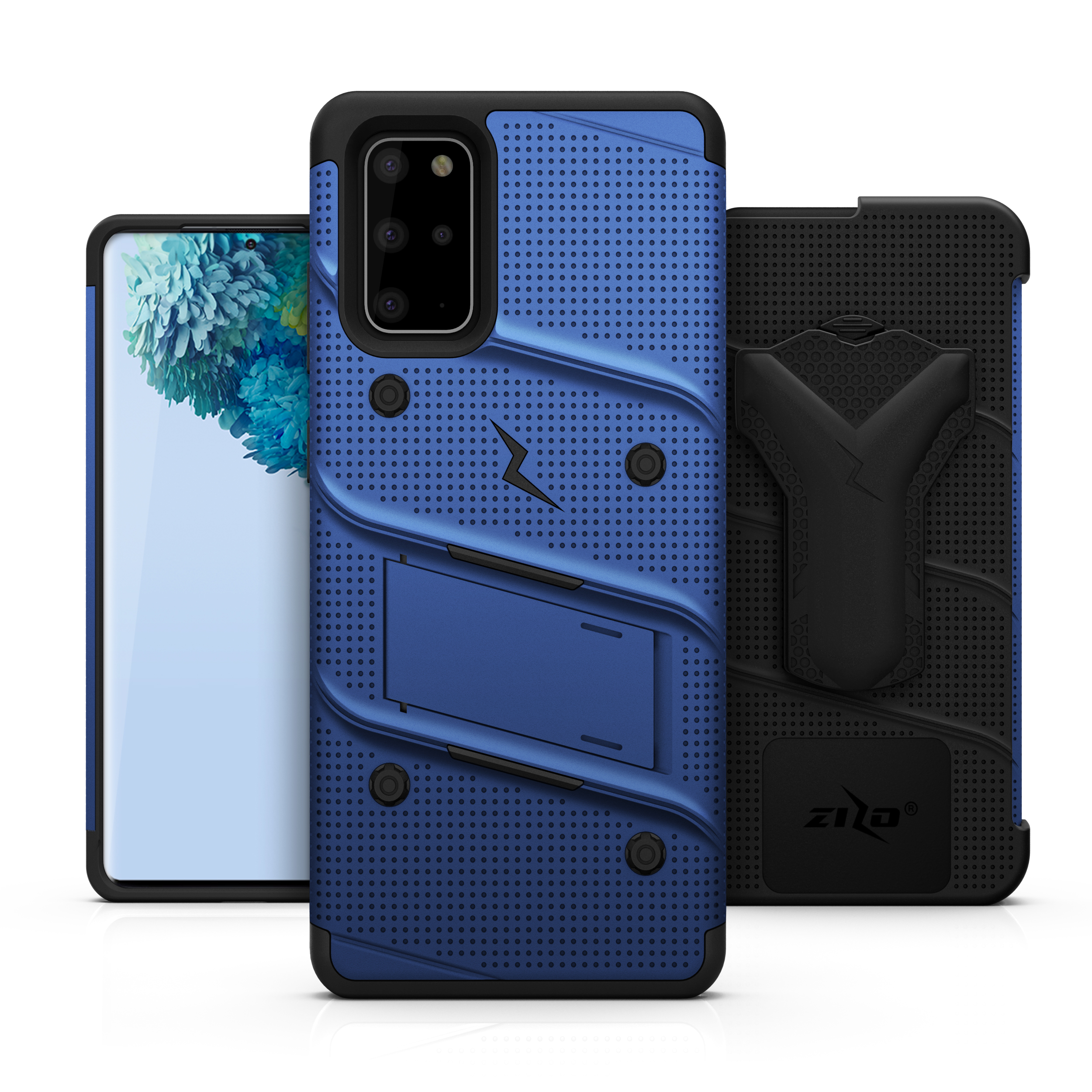 ZIZO BOLT Series for Galaxy S20 Plus Case with Kickstand Holster Lanyard - Blue
