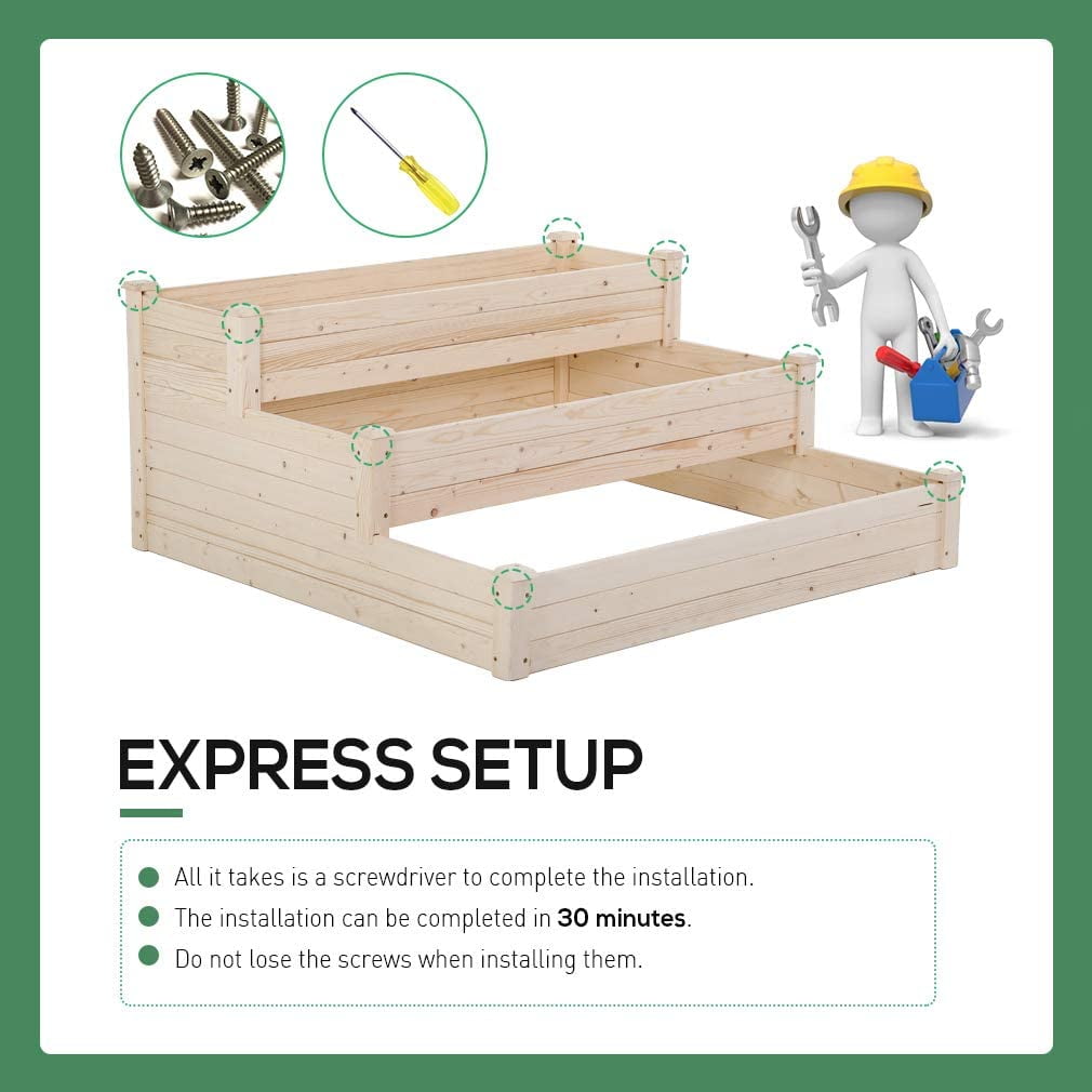 FDW 3-Tier Garden Raise Bed Elevated Garden Bed,Greenhouse Patio Yard Gardening Bed