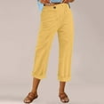 thumbnail image 2 of Womens Cropped Pants Elastic Waist Comfortable Casual Wear Summer Fashionable Lightweight Pants For Women 2025 Trends Yellow M Size, 2 of 5