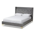 thumbnail image 1 of Baxton Studio Lit Plateforme Grand en Tissu de Velours Capitonné Valery, Gris Foncé, 1 of 8