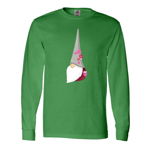Inktastic Cute Gnome, Gnome With Flowers, Gnome With Hat Long Sleeve T-Shirt