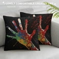 thumbnail image 3 of Nawypu  Splatter Hand Prints Graffiti Black Throw Pillow Case Pillow Cover Square Cushion Cover for Couch Sofa Car Bedroom, 3 of 5