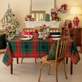 thumbnail image 4 of Christmas Rectangle Green Plaid Tablecloth - 60 x 120 Inch - Checkered Water Stain Resistant Table Cover, Washable Polyester Table Cloths for Xmas Dinner/Party Decoration/Holiday, 4 of 7