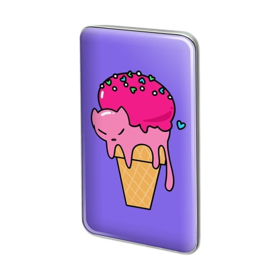 Cute Meowlting Melting Cat Ice Cream Cone Metal Rectangle Lapel Hat Pin Tie Tack Pinback