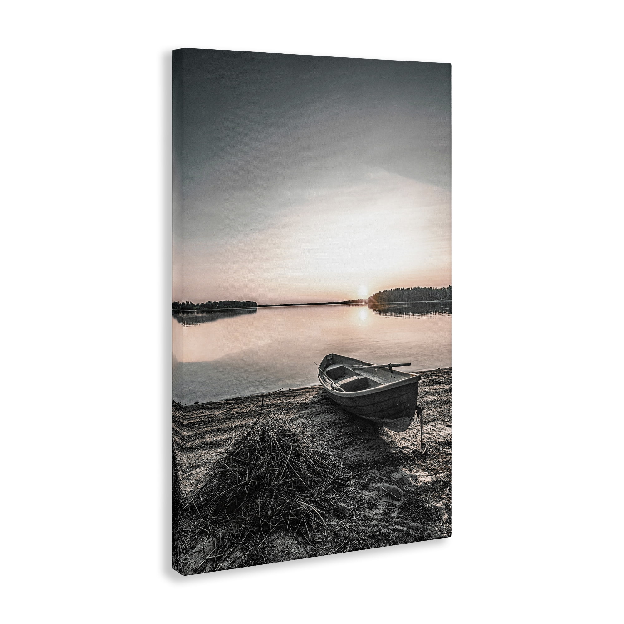 Stupell Industries Deserted Canoe on Shore Landscape Photography Gallery Wrapped Canvas Art Print Wall Art, 20 x 30