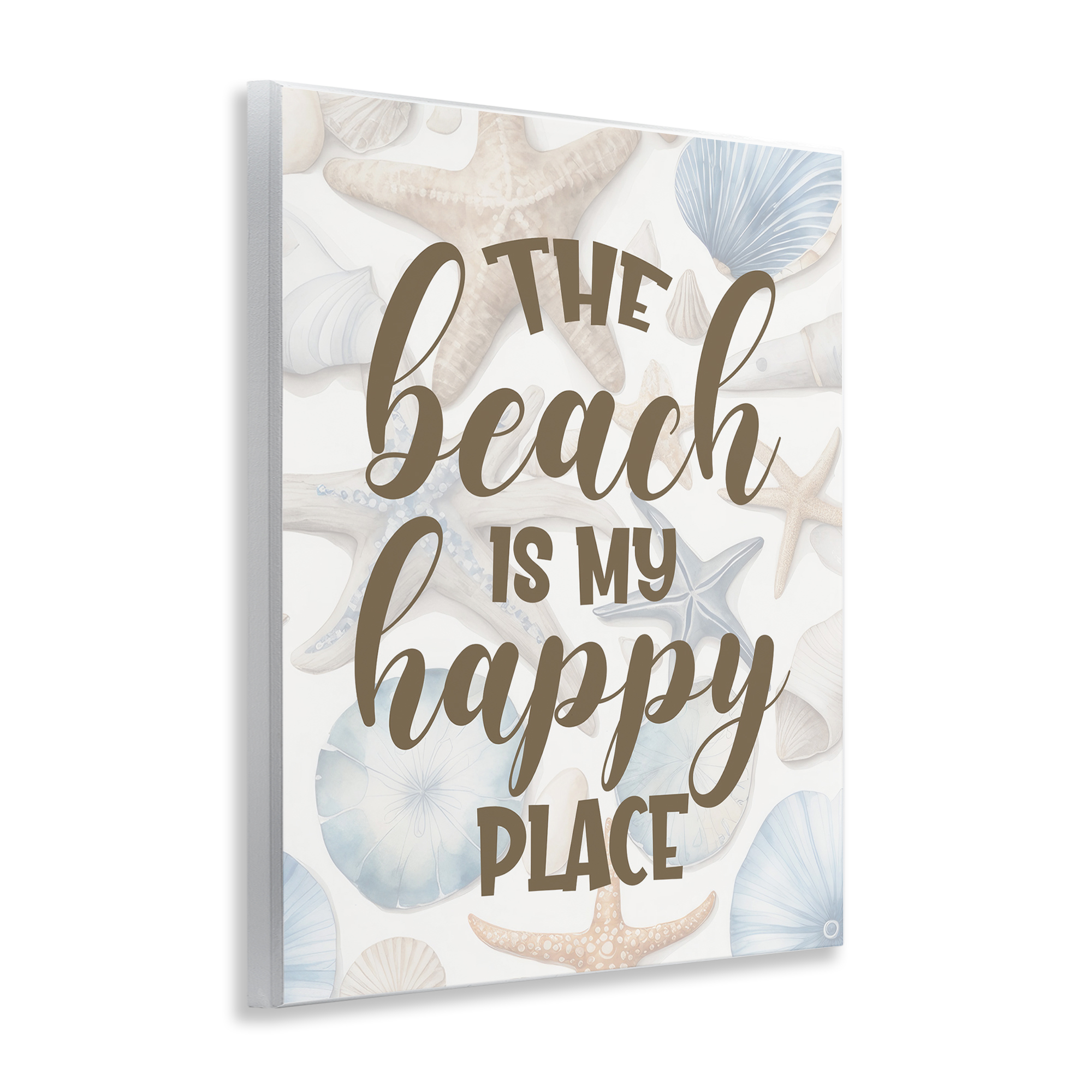 Stupell Industries Beach Happy Place Typography Painting Unframed Art Print Wall Art, 11 x 14