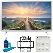 LG 24LM520S-WU 24" Class HD Smart TV and PC Monitor, 23.6" Diagonal, White Bundle with Deco Mount Slim Flat Wall Mount Kit, Universal Screen Cleaner and 6-Outlet Surge Adapter with Night Light