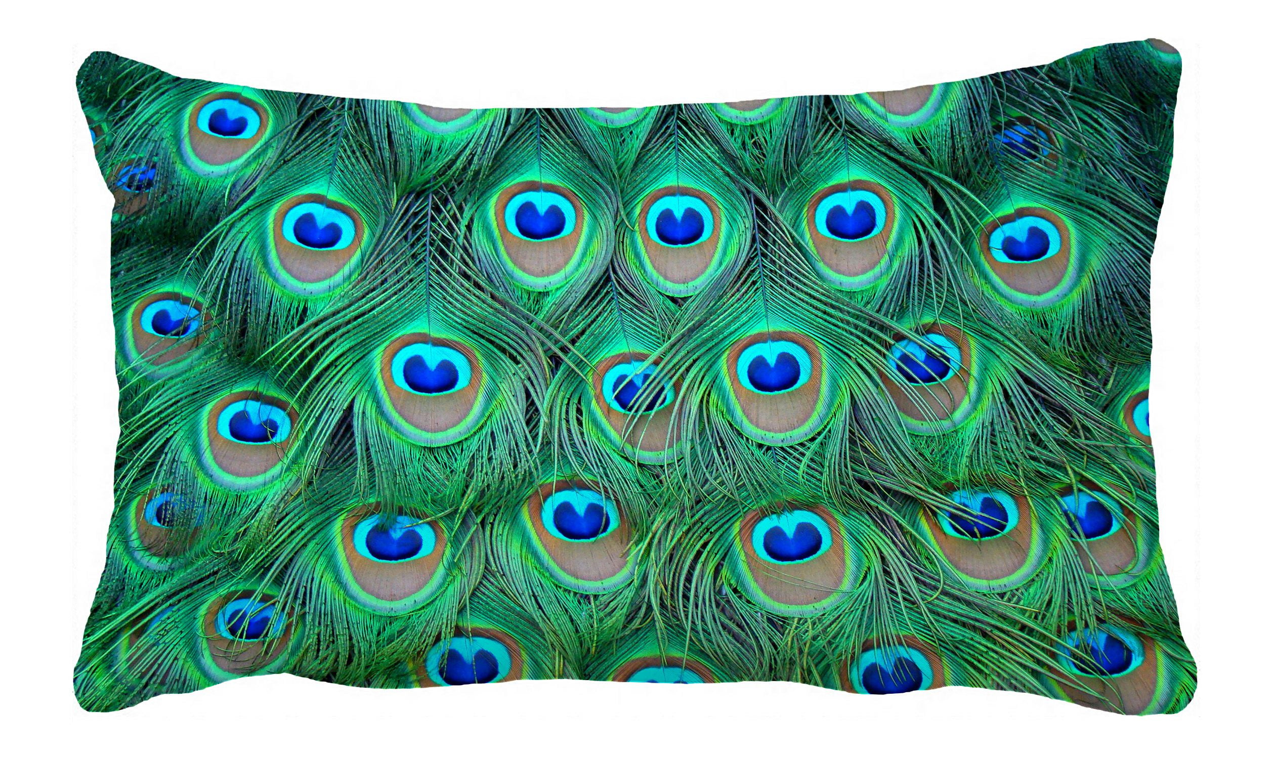 ZKGK Peacock Feathers Pillowcase Home Decor Pillow Cover Case Cushion Two Sides 20x30 Inches