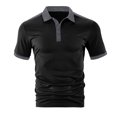 thumbnail image 6 of hoksml Men's Athletic T Shirt Summer Casual Loose Color Blocked Pearl Cotton Small Twill Short Sleeve Solid Color Collared Polos Plus Size Top Elastic Cuffs, 6 of 6
