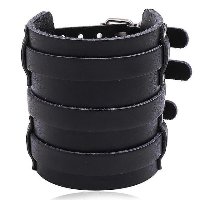 Pulseras de cuero vintage para hombre, brazalete ancho de cuero, joyería punk rock