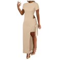 thumbnail image 1 of asddcavvf Tank Tops Women Tied Detail Slit Asymmetrical Top & Shorts Set, 1 of 4